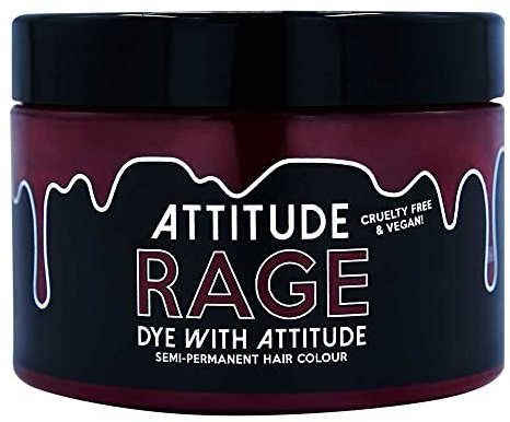 Attitude Hair Dye Rage Semi-permanente Haarfarbe - Dunkelrot/Rot – Leuchtende, Vegane & Tierversuchsfreie Temporäre Haarfarbe – Hergestellt in Holland