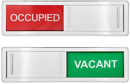 LICQIC Privacy Sign, OCCUPIED/VACANT | Sliding Door Sign with Fast Switching Raised Buttons, for Home Office Restroom Conference, Silver