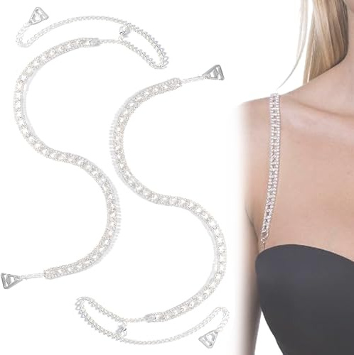 2 Piezas Unidades Correa Hombro Strass, Bretelles Sujetador Strass y Correa Hombro Cristal Ajustable Antideslizante para Tops y Vestidos - Correa Cristal para Mujer