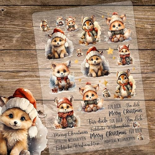 Bügelbilder Fuchs Füchse Eichhörnchen Weihnachten Set in A5 Applikation Kissen Shirt Taschen Bügelbild Bügelmotiv Patch Aufbügelbilder bb263 ilka parey wandtattoo-welt