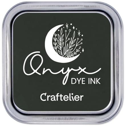 Craftelier - Stempelkissen auf Wasserbasis | Metallbox mit starkem Verschluss | Acryl- oder Gummistempel und poröse Oberflächen | Stempelgröße: 4 x 4 cm - Kartongröße: 6,3 x 6,3 cm | Farbe: Onyx