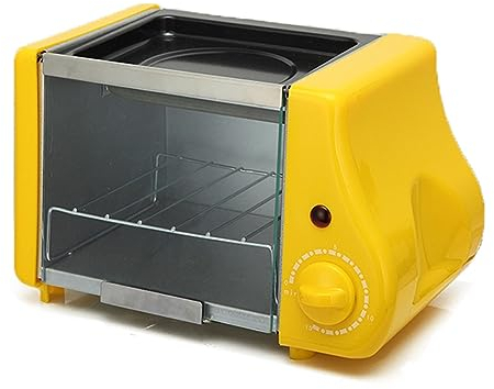 inBEKEA Mini Four électrique Multifonction pour Boulangerie, rôtissoire, Grill, œufs au Plat, Omelette, poêle à Petit-déjeuner, Machine à Pain, Grille-Pain (Couleur : Nero, Taille : 1) (Giallo 1)