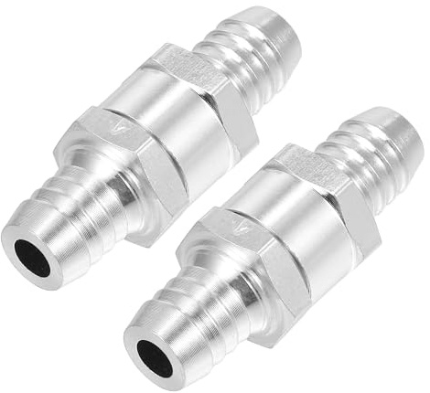 Hihaha Válvula Retención Combustible 2 Pcs Aleación Aluminio | Color Plateado, Tamaño 60.5x25x22mm, Evita Retorno, Resistencia Corrosión, Universal Para Coches