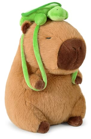 shownicer Plüschtier Capybara Kuscheltier mit Schildkröte Stofftier Kawaii Capybara Plüsch Kissen Spielzeug Wasserschwein Plüsch Wurfkissen Geschenk für Kinder Mädchen 12+ Jahre (Schildkröte, 45cm)