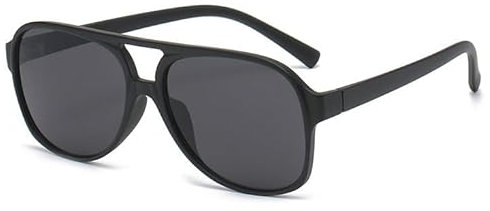 JCTAIFOO Mode Rechteckige Sonnenbrille Herren Damen, Vintage 70er Quadratisch Brille, Retro Oval Sonnenbrille Schwarz/Dunkelgrau