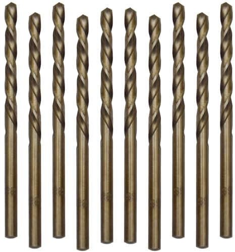 Hocansen 10 Stück HSS Spiralbohrer M35 Cobalt Bohrer Bit Set Kobalt Jobber Bohrer 4mm Metallbohrer für Metall, Edelstahl (4mm/ZT-MH)