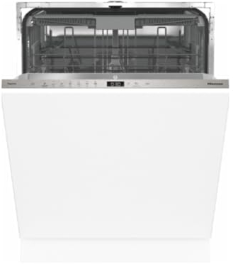 Hisense HV643D60 Lavastoviglie Integrata Totale 60 cm, 16 Coperti, 44 db, Partenza Ritardata, Acqua Stop, 6 Programmi 5 Temperature, Auto dry Display Led Cesti flessibili 3° cesto