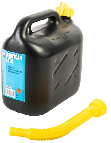 Unibos | 5L Petrol Diesel Plastic Fuel Jerry Can, Car Spout Nozzle Flexi With Spout Nozzle Container Storage For Car Van Motorcycle, Emergency Backup For Vehicles Storage (5L)