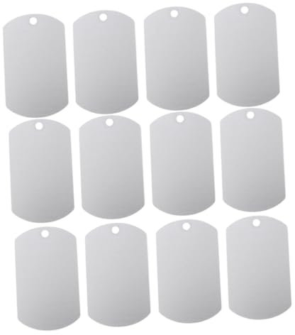 OFFSCH 12stücke Aluminium-stanzrohlinge Für Hundemarken Blanko-erkennungsmarken Diy-gravur Und Beschriftungsmarken Verschleißfest Wiederverwendbar Für Haustierausweise
