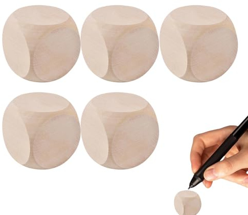5 Stück 60mm Würfel Aus, Holzwürfel Würfel, Blanko-Holzwürfel, Würfel Blank Unlackiertes Sechsseitig, Einfachen Würfeln Würfelwürfel Blank Plain Unlaint Wood Six Sided