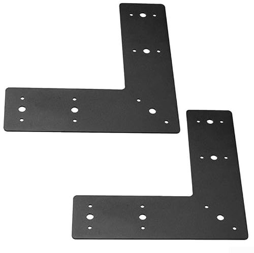 Besttoolifes Lot de 2 équerres plates en acier en forme de L de 25,4 x 25,4 cm, équerres d'angle robustes, plaque métallique de 3 mm d'épaisseur, support d'angle avec revêtement noir pour encadrement
