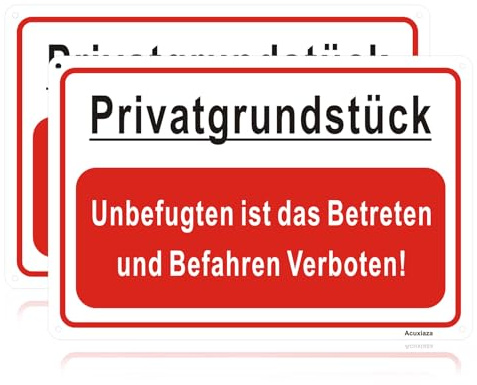 Acuxiaza 2 Stück Privatgrundstück Schilder 30x20 cm Aluminium Privatgrundstück Unbefugten ist das Betreten und Befahren Verboten Metall Reflektierend Betreten Verboten Schild mit vorgebohrten Löchern