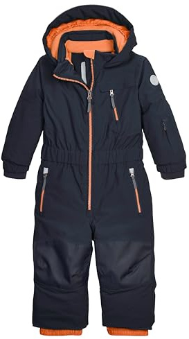 first instinct by killtec Baby Unisex Skidjumpsuit med huva, Mörkblå/orange, 122-128
