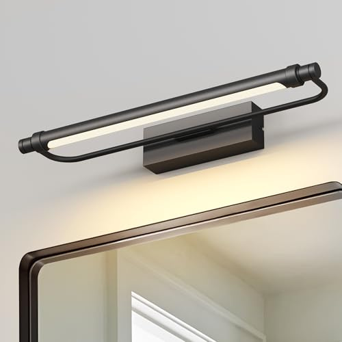 Pasoar LED Spiegelleuchte Schwarz 40CM Badleuchte Badlampe Spiegellampe Neutralweiß Wandleuchte Badezimmer Lampe 230V 12W 4000K Schrankleuchte 840Lumen Nicht-dimmbar