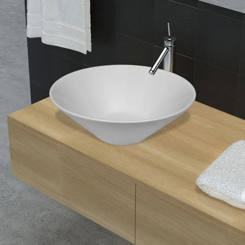 ShGaxin lavabo, lavabo à poser sur plan de travail, lavabo de salle de bain, meuble de salle de bain, meuble lavabo, en céramique porcelaine Art blanc