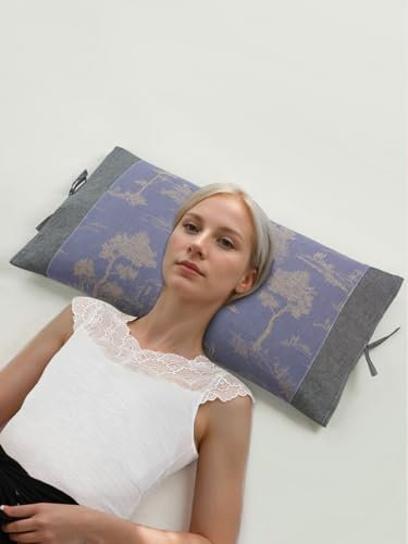 EDMILE Almohada ajustable para el cuello de trigo sarraceno, soporte para el cuello para dormir de espalda y de lado, firmeza personalizable para aliviar el dolor de cuello con diseño de cremallera