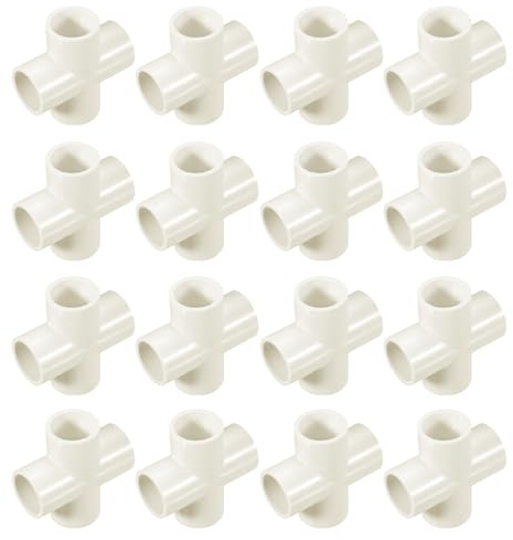 QUARKZMAN 12 Pz Raccordo PVC Croce 4 Vie PVC 1 0.8 Connettori PVC Gomito PVC Raccordi per Tubi PVC Raccordo PVC Giunto PVC Raccordo Angolare PVC per Fai da Te Giardino Bianco