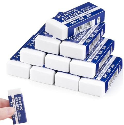 10 Pcs Rubbers Erasers,Pencil Rubber Eraser Multipack,Smudge-Proof Rubber for School,Home,Office Work,Kids Homework & Adult Art Projects Classroom Supplies With Gentle Erasing,Latex-Free Plastic,White