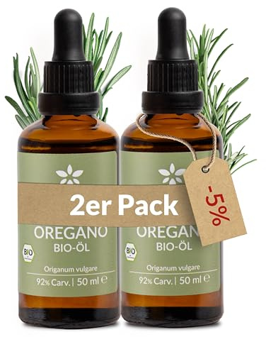 Heldengrün® BIO Oregano Öl [HOCHDOSIERT] zum Einnehmen 2x50 ml | +92% Carvacrol · Echter Bergoregano aus Griechenland · schon 1–2 Tropfen täglich · Bio-zertifiziert · Deutsches Startup