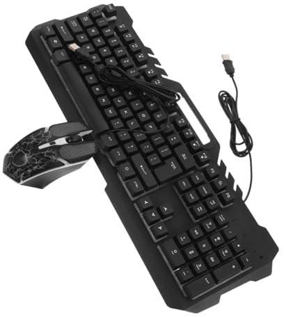 Tastiera Meccanica Retroilluminata Nera con Mouse USB per Gaming | Set 1 Pezzo, Plastica, Design Ergonomico e Precisione, Digitazione Confortevole per PC