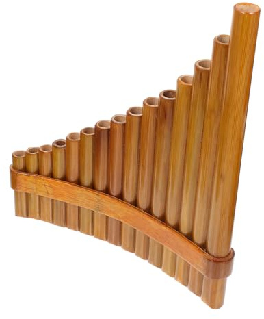VANZACK Professionelle Bambus Panflöte G-ton für Anfänger Tragbare 15-rohr Panflöte Links Natürliche Holzfarbe Pädagogisches Holzblasinstrument für Schüler