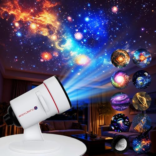 Winverty Proiettore cielo stellato, proiettore planetario 4K HD, Galaxy Projector per bambini con 10 dischi e timer, proiettore a stella rotante a 360° per cameretta dei bambini