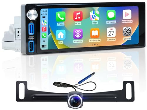 6,86 Zoll Android Single Din Autoradio mit Wireless CarPlay und Android Auto Stereo Touchscreen 1Din mit Bluetooth AM FM WiFi GPS Navigation SWC USB Typ-C 2+64G