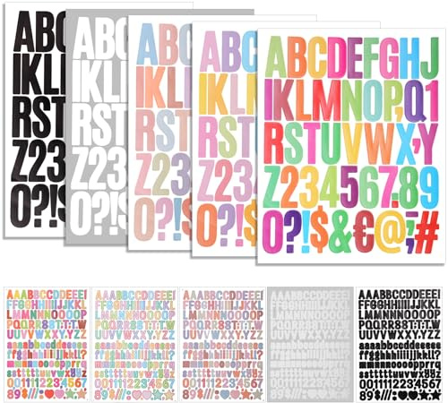 Aufkleber Buchstaben 10 Blatt Bunt Klebebuchstaben Buchstaben Sticker Personalisiert Selbstklebende Buchstaben Vinyl Sticker Zum Diy, Postfach,Schilder,Scrapbooking,Adressnummer