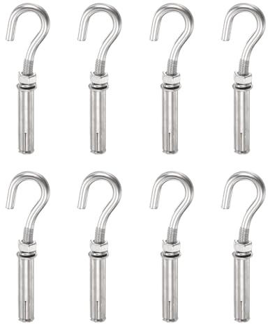 PATIKIL Pitons A Oeil En Béton M6x40mm, 8 Pcs Ancres D'Expansion En Acier Inoxydable 304 Pour Mur En Béton Pitons A Oeil Lourds Crochet D'Expansion Fixation Petite Ouverture