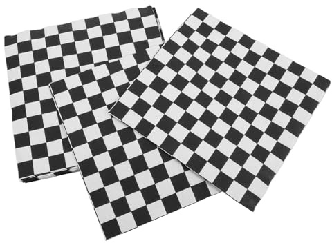 GOOHOCHY 100 Stück Edle Schwarze und Weiße Karierte Papierservietten Weich und Saugfähig Elegante Einweg Tischservietten für Hochzeitsfeiern und Geburtstage