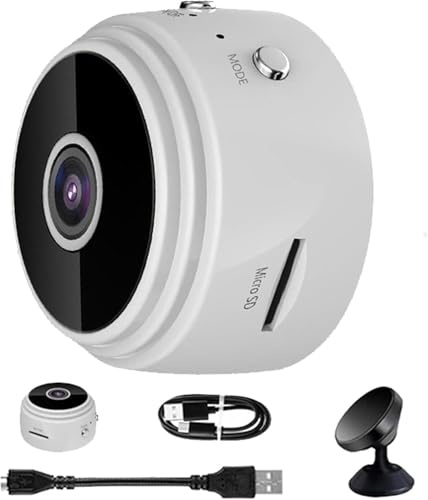 echden Magnetic Mini Security Camera, Security Camera 360 with Night Vision, HD Wireless Camera, Intelligent Motion Detection, App Controlled, Outdoor and Indoor Use Camera (white)