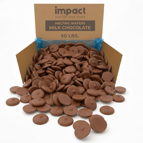 Impact - Milk Chocolate Flavored Melting Wafers - Premium Candy Making, Dipping, Baking & Decorating Coating for Desserts and Baking Needs - 50 lb