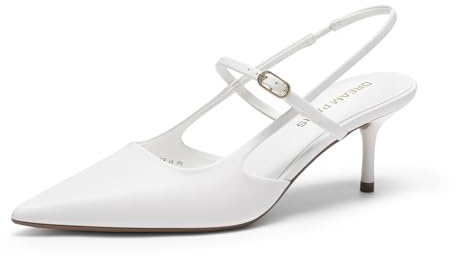 DREAM PAIRS Women's Mary Jane Slingback Kitten Heels | 2.36 Kitten Heel, Closed Pointed Toe, Mary Jane Slingbacks, 4mm High-resilience Insole