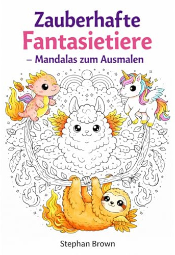 Zauberhafte Fantasietiere – Mandalas zum Ausmalen: Kawaii Malbuch mit niedlichen magischen Tieren, Mandalas und Fabelwesen für Kinder ab 5 Jahren