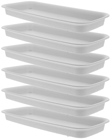VILLCASE Bandeja de Goteo para Macetas 6 Piezas Beige PP Resistente 27x10,5 Cm para Jardín Interior y Exterior, Palet Base para Plantas y Maceteros, Accesorio Práctico para Jardinería