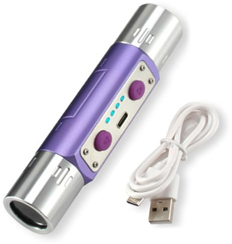 Gemuseeee professionell ädelsten ficklampa med 365 nm och 254 nm UV-ljus dubbel våg svart lampa för mineral- och valutainspektion, typ-C snabbladdning, lila 365 Nm UV-ljus, 254 nm, svart ljusficklampa