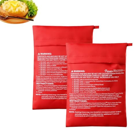 Pomme de Terre Poche à Micro-ondes,2 pièces Sac Pommes de Terre Cuisson Micro Ondes,sacs de cuisson express Microwave pour pommes de terres,pour Pommes de Terres Maïs Patates Douces