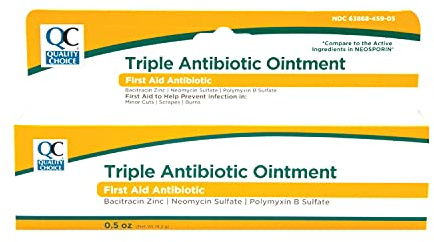 Quality Choice Triple Antibiotic Ointment, First Aid Antibiotic with Bacitracin Zinc, Neomycin Sulfate, Polymyxin B Sulfate, for Minor Cuts, Scrapes, and Burns.