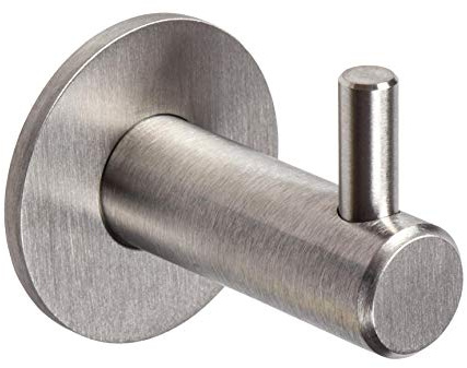 Gedotec Design Garderobenhaken Edelstahl Kleiderhaken einzeln - HOLY | Handtuchhaken mit Einzelhaken | Wandhaken zum Schrauben | 1 Stück Mantel-Haken silber matt gebürstet inkl. Befestigungsmaterial