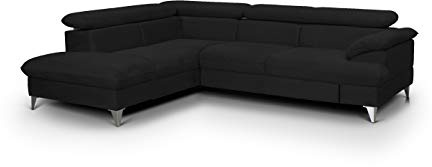 Mivano Schlafsofa David / Moderne Eckcouch mit verstellbaren Kopfstützen, Schlaffunktion und Stauraum / 256 x 71 x 208 / Mikrofaser-Bezug, Schwarz