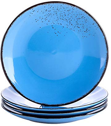 vancasso Navia Oceano Dessert Plate Set of 4, Stoneware Vintage Look Dark Blue Dinnerware Tableware, 8.5 inch Snack/Salad/Fruit/Side Plate. (21.5 * 21.5 * 2.5cm)