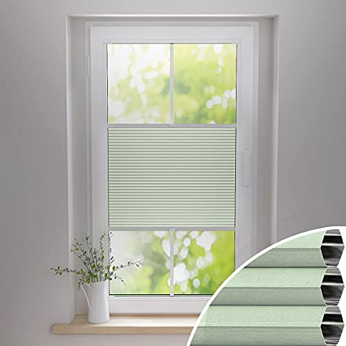 Gardinen21 Thermo Wabenplissee ohne Bohren | Waben-Plissee Klemmfix | Plissee 120x130 für Türen & Fenster | Sonnenschutz, Sichtschutz, Schallschutz, 100% Verdunkelung