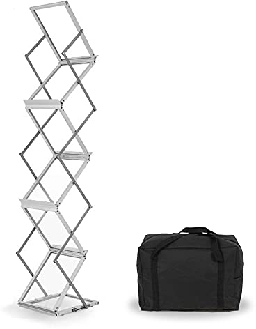 hzexun Prospektständer Faltbar Infoständer Katalogständer 6 Taschen Aluminium für Messe-Ausstellungsbüro