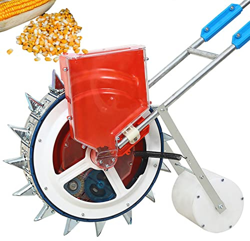 2 in 1Garden Push Seeder With 5 Seed Plates Rustproof Broadcast Spreader Vegetable Metal Seeder for Corn Beans Cotton Peanut,16(8) mouth