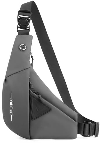 VARLIVOO Brusttasche Herren, wasserdichte Anti Diebstahl Umhängetasche, Kleine Leichte Schultertasche für Herren zum Reisen, Wandern und Alltag Grau B