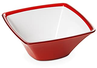 omada Design Ciotola Cucina da 1,3 L, Insalatiera in Acrilico Infrangibile, Lavabile in Lavastoviglie, Made in Italy, Linea Square, Rosso | Contenitore in Plastica 20x H8,5 cm, Impilabile e Lavabile in Lavastoviglie, Collezione Square