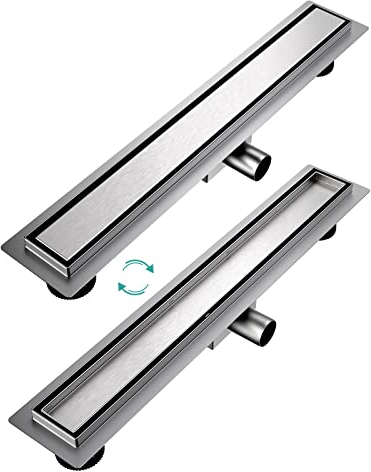 EMKE Linear Drain 600mm, Tile Insert Floor Shower Drain Stainless Steel High Flow Capacity with Odor Stop and Hair Strainer, 2 in 1 Shower Drain for Bathroom, Kitchen and Washroom