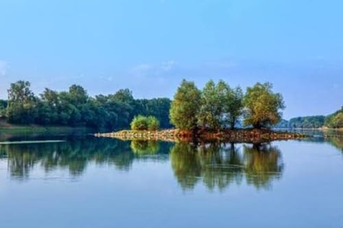 adrium Acryl-Bild 120 x 80 cm: Grüne Insel im blauen Wasser (128618179)