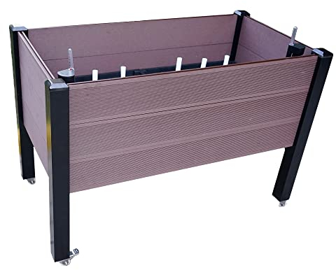 NATIV Exklusives Hochbeet mit integriertem und patentiertem Bewässerungssystem | Kräuterbeet mit Pflanzkasten 114 x 60 cm | Gemüsebeet aus WPC | Blumenkasten rollbar | Pflanzbeet Siena