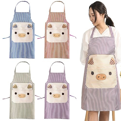 Counius 4 Pezzi Grembiuli Da Cucina,Grembiule Cucina Donna,Grembiule Personalizzato Con 2 Tasche,Grembiule Da Ristorante,Unisex, Per Cucinare, Dipingere, Lavori Domestici(Rosso, Blu, Viola, Marrone)